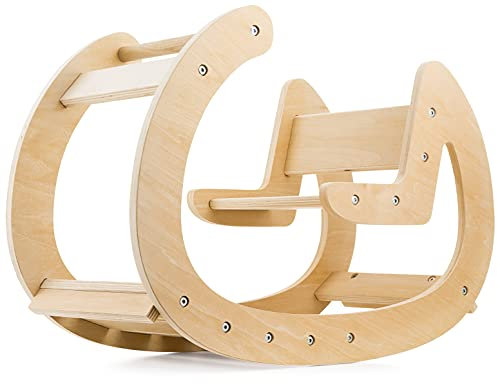 Mamabrum Bascule en Bois pour Enfants Dès 1 An - Jouet Éducatif pour Garçons et Filles - Apprentissage Ludique - Développement Moteur - Couleur Bois Naturel