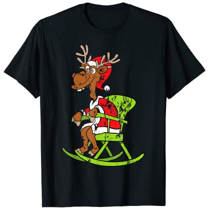 Rentier Schaukelstuhl Weihnachten Santa Claus Vintage Retro T-Shirt