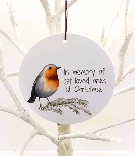Chic Cottage Crafts In Memory Of Lost Loved Ones Robin Christmas Tree Hanging Bauble Decoration,Acrylic - Memorial