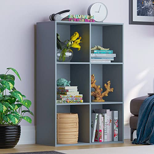Vida Designs Durham Cube Bücherregal Aufbewahrung Organizer Wohnzimmer Bücherregal Home Office Möbel (6 Würfel, grau)