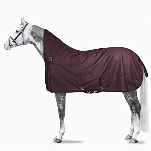 HORZE Avalanche Pferdedecke 1200D Ripstop, hoher Halsausschnitt, mittelschwer, wasserdicht, 150 g Füllung, Mahagoni, Burgunderrot, 190,5 cm