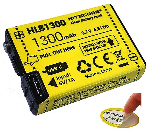 Nitecore HLB1300 Batterie Li-ion rechargeable USB 1300 mAh avant UT27