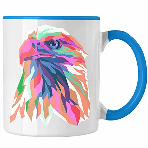 Trendation - Adler Polygon Tasse Geschenk Adler-Fans Bunt Becher (Blau)