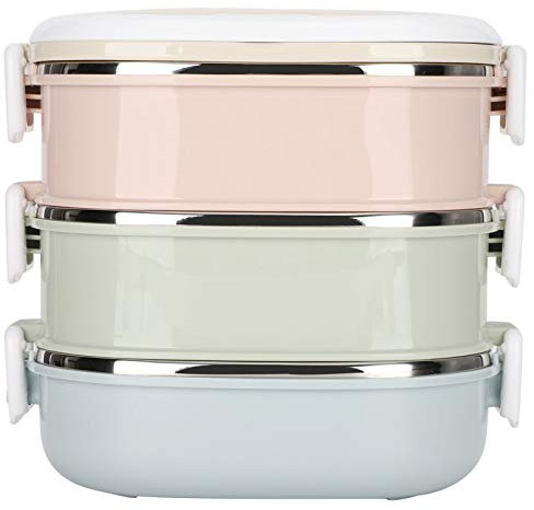 Bento-Lunchbox, Thermo Lunchbox, 304 Edelstahl-Lunchbox, Thermo Essensbehälter Mehrschichtige Lebensmittelbehälter mit Wärmedämmung, Thermo Speisebehälter für Kinder Erwachsene Camping(3 Layer)