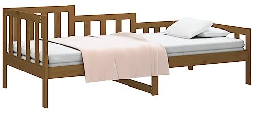 vidaXL Tagesbett Sofabett Gästebett Sofa Einzelbett Bett Bettsofa Bettgestell Bettrahmen Schlafsofa Holzbett Honigbraun 90x190cm Massivholz Kiefer