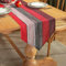 Tischläufer Leinen Farbiger Streifen Bauernhaus Rustikale Retro Scheune Holz Textur Rot Orangegrau 40x140cm Jute Tischläufer für Esstisch Bauernhaus Party Picknick Kostenlose Küche Dekoration