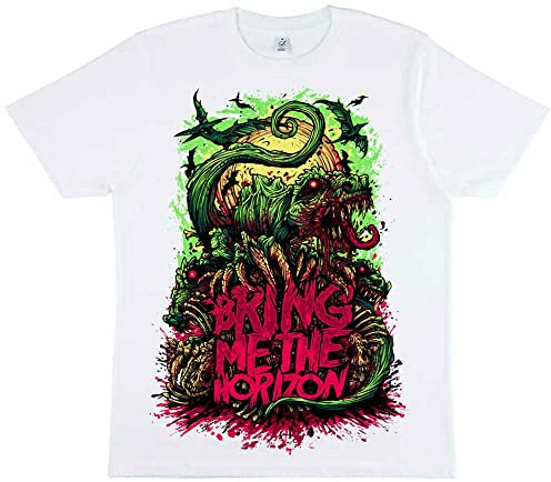 Bring Me The Horizon T Shirt Dinosaur Band Logo Official Mens White