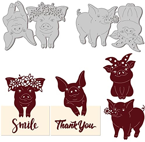 GLOBLELAND Realistische Schwein Stanzformen Metall Tier Stanzschnitte Prägeschablonen Vorlage für Papierkartenherstellung Dekoration DIY Scrapbooking Album Handwerk Dekor