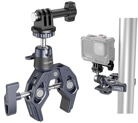 SMALLRIG Super Morsetto con Testa a Sfera Morsetto Braccio Magico Treppiede Morsetto per Monitor da Campo LCD Microfono Flash per Gopro per DJI Action 3 Carico Massimo 3,5 kg (7,7 libbre) - 4102B