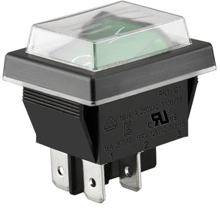 AUTOZOCO Interruttore a bilanciere ON-OFF DPST 4 vie impermeabile verde 16 A