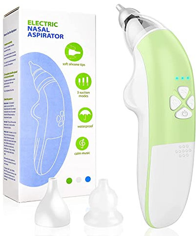 Nasensauger Baby, elektrischer Nasensauger mit 3 einstellbaren Saugstufen Und 2 GrößEn Silikon Tipps, Nasensauger