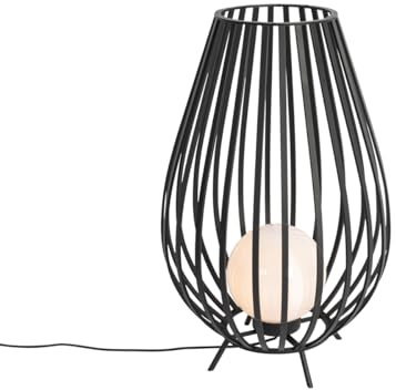 Qazqa Design Stehleuchte, Stehlampe - Angela - Schwarz, Rund, max. 40W, Geeignet für LED, 70cm, IP44, Ideal als außenbeleuchtung