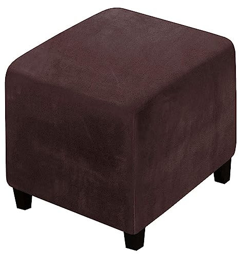 XGANGM Samt Ottomane Schonbezug Hockerbezug Quadratisch 40x40/50x50/70x70/100x100CM Stretch Hockerbezug Schonbezüge Husse Hocker Abdeckung Sofa Ottoman Überzug,Braun,1Medium