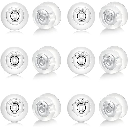 FAMIDIQGO 12 chiusure sicure per orecchini a perno, in silicone di ricambio per orecchini, orecchini pendenti, chiusure ipoallergeniche (oro bianco)