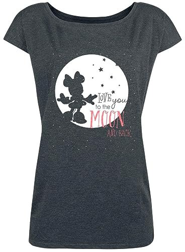 Mickey & Minnie Mouse Moon Damen Loose-Shirt dunkelgrau meliert, Größe:M