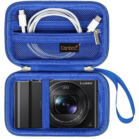 Canboc Carrying Case for Panasonic LUMIX LX10/ ZS80/ ZS100/ ZS70/ ZS200/ ZS60 4K Digital Camera, Point and Shoot Camera Bag, Zipper Mesh Pocket fits USB Cable, Batteries, Blue