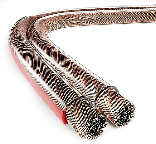 ETEC, 20 metros, cable de altavoz CCA, sección de cable de 2x0,75 mm², transparente