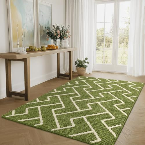 Biscpro Indoor Door Mats,90x150cm Door Mat Non Slip Backing,Dirt Trapper Mat Absorbent Non-Slip Doormat for Entrance,Inside,Kitchen,Front Back Door,Pets and Garden-Sage Green