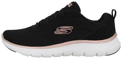 Skechers Damen Flex Appeal 5.0 Uptake Sneakers, Schwarzes Netzgewebe Mit Rotgoldenem Rand, 38.5 EU