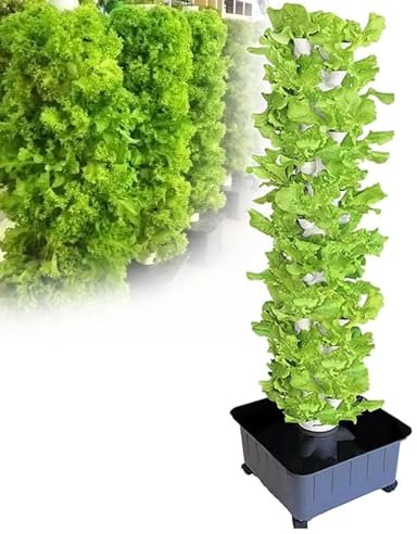 Torre Idroponica a 15 Piani a 45 Fori, Sistema di Coltivazione Acquaponica, Kit di Coltivazione Aeroponica a Torre da Giardino per Erbe, Frutta e Verdura