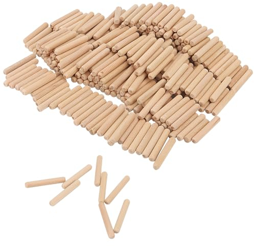 KEILEOHO 1000 Spine per tasselli in Legno da 6 x 40 mm, Tappi per tasselli in Legno scanalati da 1/4 x 1,5 pollici con Estremità Smussate, Spine per tasselli in Legno per Mobili, Progetti Artistici