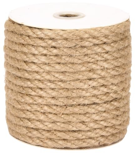 Cuerda de Yute Natural tosada 8 mm de Longitud 20 m, Cuerda para Manualidades, jardinería, decoración y artesanía
