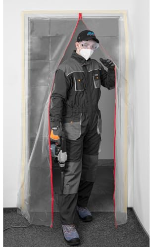 NEO TOOLS Protección contra el polvo para puerta con cremallera, transparente, con cremallera, 1210 x 2140 mm
