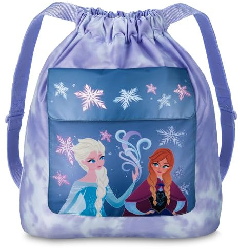 Disney Store Officiel Sac de Natation Elsa et Anna, La Reine des Neiges, 38 cm, Sac à Dos Résistant à l'eau pour Piscine, Pochette de Plage à Cordon