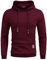 COOFANDY Herren Hoodie Sweatshirt Casual Gym Langarm Pulli Jacquard Pullover Hoodies WeinRot L