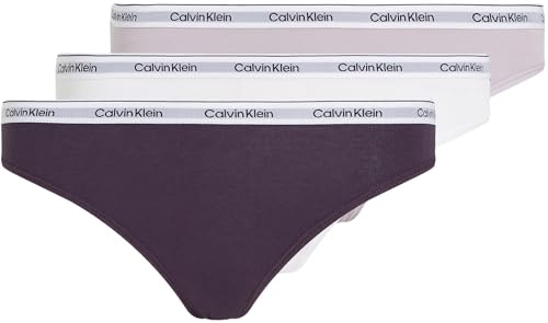 Calvin Klein Women’s 3 Pack Cotton Bikini Briefs with Stretch, Multicolor (Nightshade/Lilac Sugar/White), L