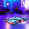 CARPETIA Alfombra habitación Gamer Lavable Pelo Corto fácil Cuidado Mando Flotante con símbolos Luminosos en Colorido, 100 x 150 cm