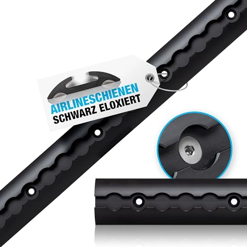 NTG Guide aeree in alluminio, forma semicircolare, 0,5 – 20 m, per il fissaggio del carico per camion e camper – forate e anodizzate nere – 0,5/1/2 m (2 x 1 metro)