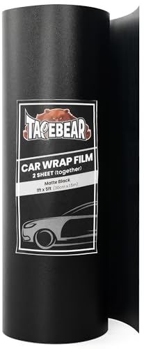TAPEBEAR Matte Black Vinyl Wrap 30cm x 150cm, Car Wrap Vinyl Roll with Air Release Technology, Automotive Realistic Wrap Film, DIY Decal Sheet, Paint-Like Finish, Self Adhesive, 2 Sheets