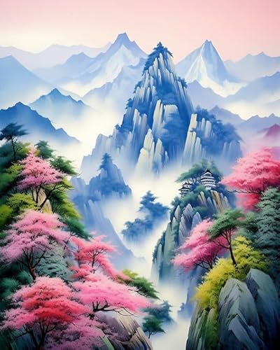 PIPISKY Kit de peinture par numéros,Belles montagnes en Chine,L'avenir de l'art,surprises et émotions avec la peinture à l'huile numérique,40x50cm,Sans cadre