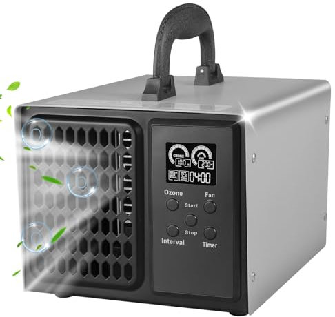 Auveach Generatore di Ozono Professionale Domestico Concentrazione e Fan Regolabile Portatile del Filtro dell'Aria Ozonizzatore 10,000mg/h con Timer per Uffici Garage