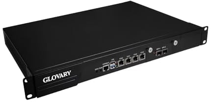 Glovary 19 Zoll Firewall Rackmount 2 x 82599ES 10GbE SFP N305, 4 x i226V 2.5GbE LAN, Barebone, 19 Network Router Appliance, AES-NI, OPNsense, HD+VGA, GPIO, 2 x Power