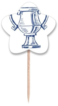 Cupcake-Picker, Motiv: Fußballmeisterschaft, blaue Zahnstocher, Flaggen, Stern-Etikett, Blau
