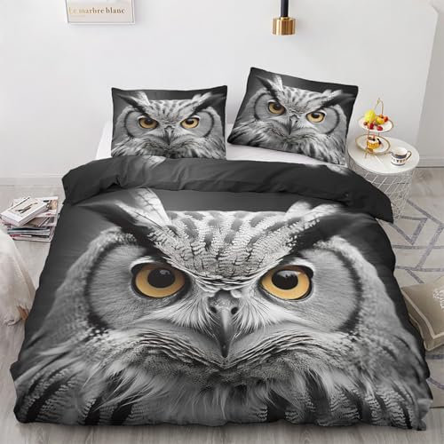 zcwl Eule Bettwäsche 135x200 Sommer, Vogel Tiere Bettbezug Set 2 teilig, Weiche Kuschelige Mikrofaser Bettwäsche-Sets, Wendebettwäsche und 1 Kissenbezug 80x80 mit Reißverschluss