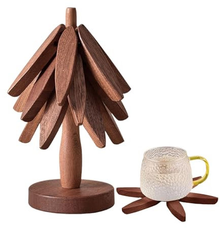 Tree Coaster | Baum Design Untersetzer | Trivet-Baum-Set | Wood Trivet Anti Scald Mat Wooden Table Mat | Verbrühungs Isolierpad für heiße Töpfe, Pfannen und Teekessel