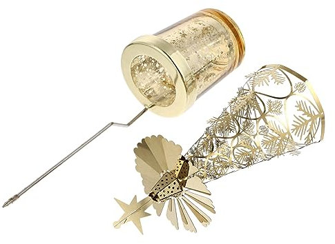 Cabilock Weihnachtsbaum Kerze Rotierenden Kerzenhalter für Weihnachtsfeier Dekorative Mittelpunkt Golden