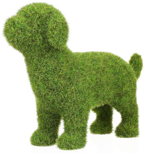 VOSAREA 1pc Flocked Puppy Ornament Moss Animal Statue Grassdog Faux Grass Animal Retriever Dog Topiary Puppy Dog Shape Outdoor Ornament Tiopary Dogs Pet Memorial Angel Dog Flocking Green