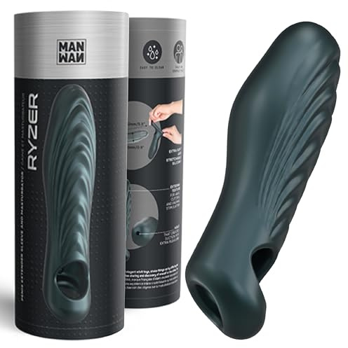 Manwan Ryzer Penis Extender and Soft Masturbation Sleeve Dark Gray 15.2 cm