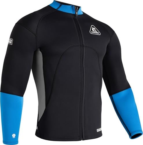 CRESSI Men's Guardian Neoprene Jacket 2mm Doppelt Gefütterte Neoprenjacke, Schwarz/Blau, S/2