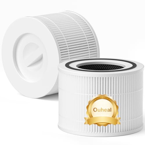 Ouheal 2Pcs Filter for Core 300 Air Purifier LEVOIT Core300-P Core 300S Core300S-P High-Efficiency 3-in-1 H13 True HEPA Filter Activated Carbon 360 Degrees White