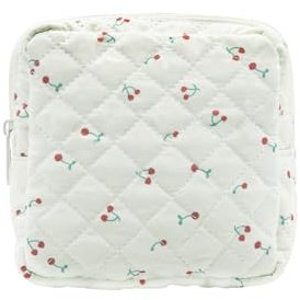 Long Keeper Kleine KosmetiktascheSchminktasche für Frauen Gesteppte KosmetiktascheReise Kulturbeutel, Schlüsseltasche (Cherry, S)