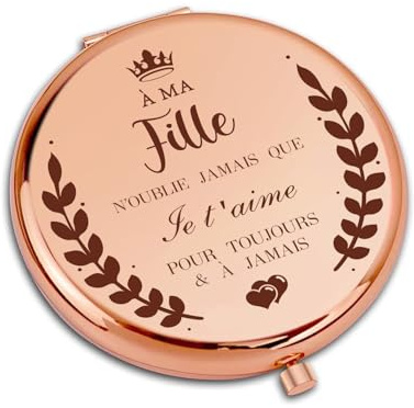Cadeau Fille, Miroir de Poche Élégant, Idéal comme Cadeau d'anniversaire pour Fille, Mini Miroir de Maquillage avec Gravure Personnalisée, Parfait pour Les Anniversaires et Les Occasions Spéciales