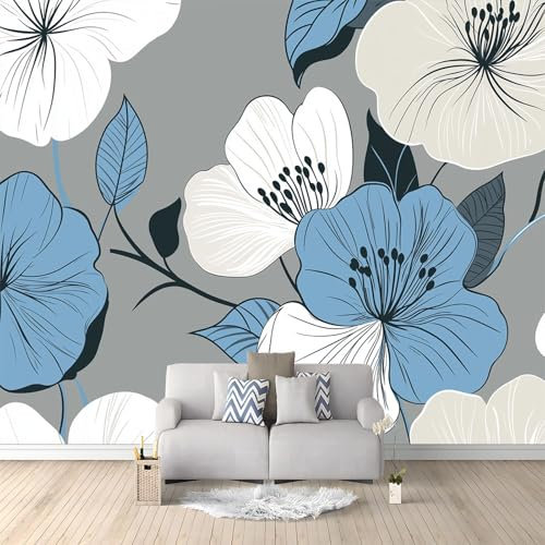 Fototapete 3DEffekt Pflanzenblumen -Vliestapete Wohnzimmer Schlafzimmer Vlies Wanddekoration Tapete Wandtapete UV-Beständig (400 x 280 cm)