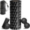 HOUSLUX Faszienrolle Set mit 3D-Texturmassage,mit Faszienball Faszienrolle Klein Duoball， Faszienrolle 33x14cm, Rolle L15xD6cm, Faszienball D8cm und Duo-Ball D8cm, Faszienrolle Set (Schwarz)