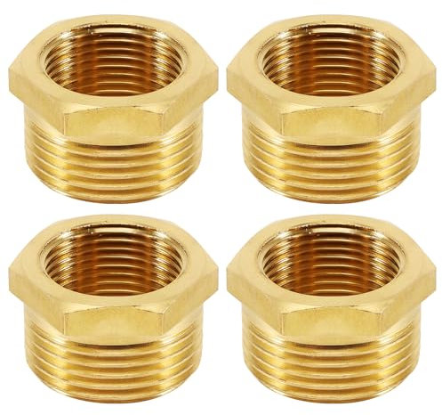 Lot de 4 réducteurs en laiton 1 vers 3/4 (AG Ø 32 mm x IG Ø 25 mm), réduction AG/IG, raccord en laiton, raccord fileté pour commercial, industrie et maison (1 à 3/4)