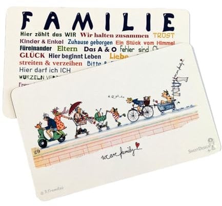 2 Frühstücksbrettchen by Sweetdesign mit Motiven von Barbara Freundlieb, Brettchen Schneidebrett, FAMILIE, ca. 14,8 x 23,4 cm